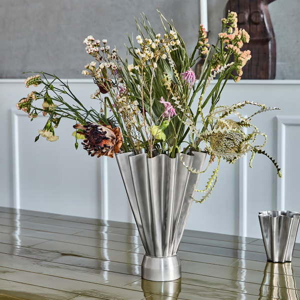 HDFlood Vase, brushed silver finish, House Doctor