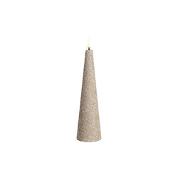 LED cone candle, champagne/glitter, Uyuni Lighting