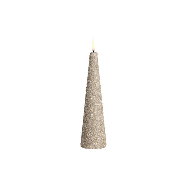 LED cone candle, champagne/glitter, Uyuni Lighting