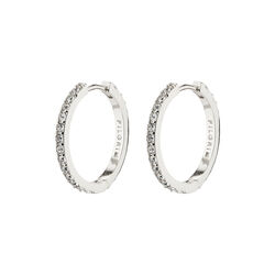 EBNA medium crystal hoops, silver-plated, Pilgrim