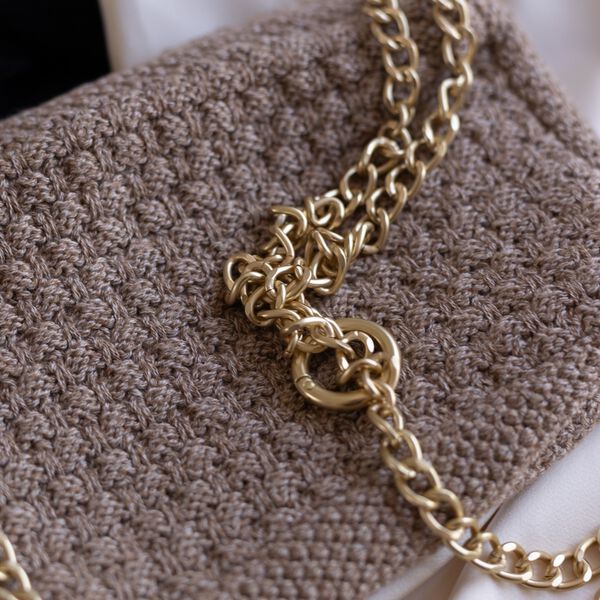 Knitted Clutch Chain Petra, tiger melange, By LOHN