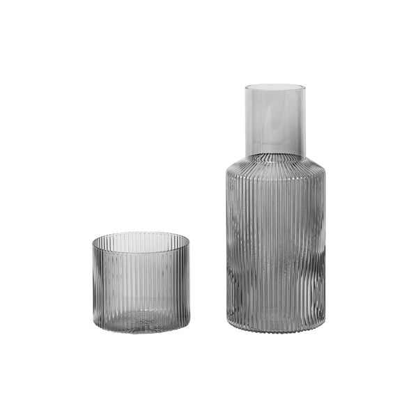 Ripple Carafe Set Small, smoked grey, ferm LIVING