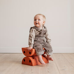 Kids Stool, burnt orange/dusty green, MODU