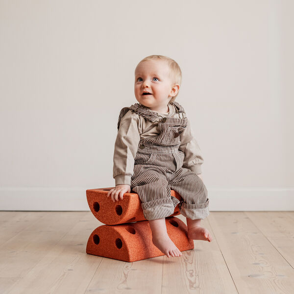 Kids Stool, burnt orange/dusty green, MODU