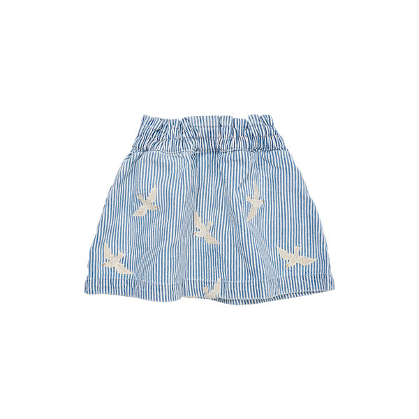 Y/D Twill Skirt w. Embroirdey, denim blue stripe, Copenhagen Colors Organics