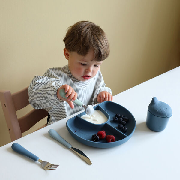 Sleeved Bib, classic stripes blue, Cam Cam Copenhagen