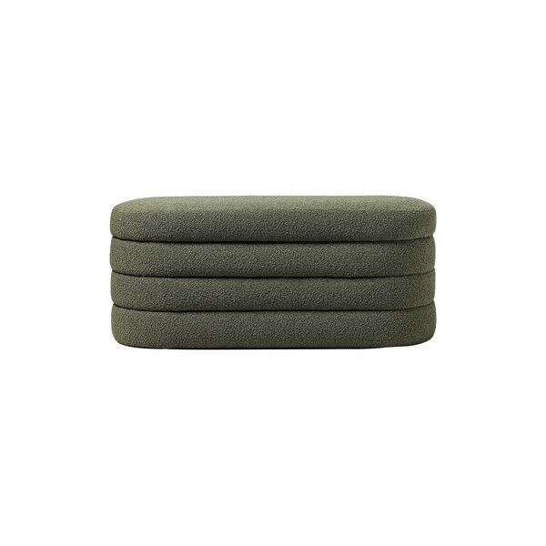 Alto Bench with Storage Space, bouclé dark green, Westwing Collection