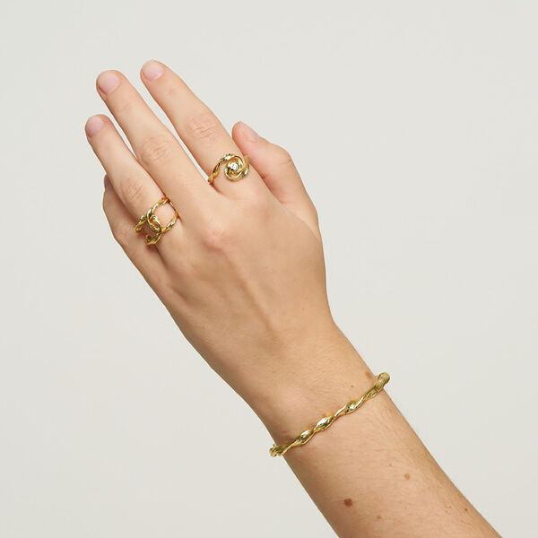 Idun double ring, gold plated, Pure by Nat