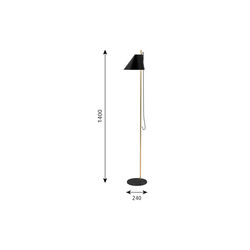 Yuh Floor Lamp, black/brass, Louis Poulsen