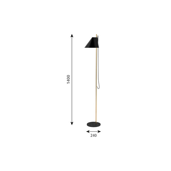 Yuh Floor Lamp, black/brass, Louis Poulsen