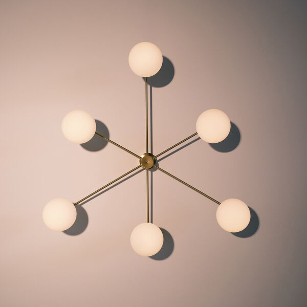 Lord Asymmetric Ceiling, brass/opal, Rubn