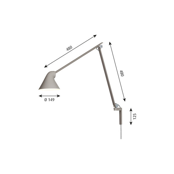 NJP Long Wall Lamp, light grey NJP Long Wall Lamp, light grey, Louis Poulsen