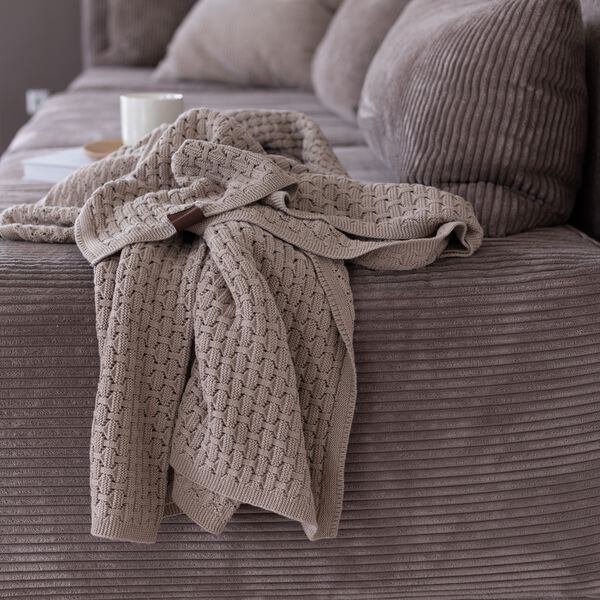 Knitted Plaid Square, khaki Knitted Plaid Square, khaki, By LOHN