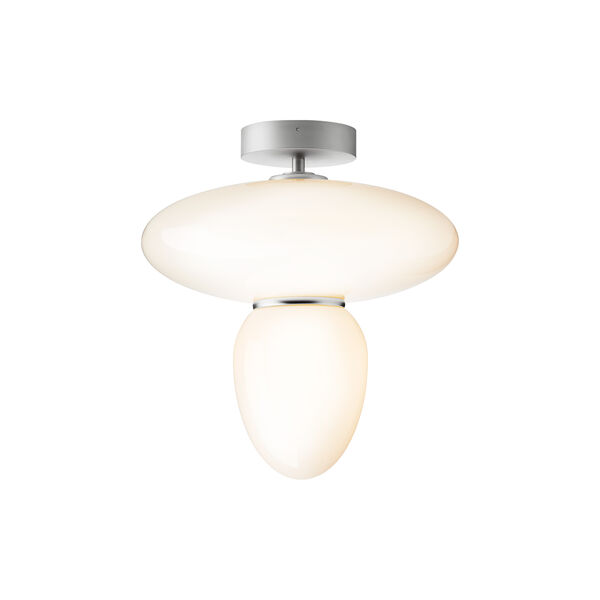 Rizzatto 42 Ceiling Lamp, satin silver/opal, Nuura