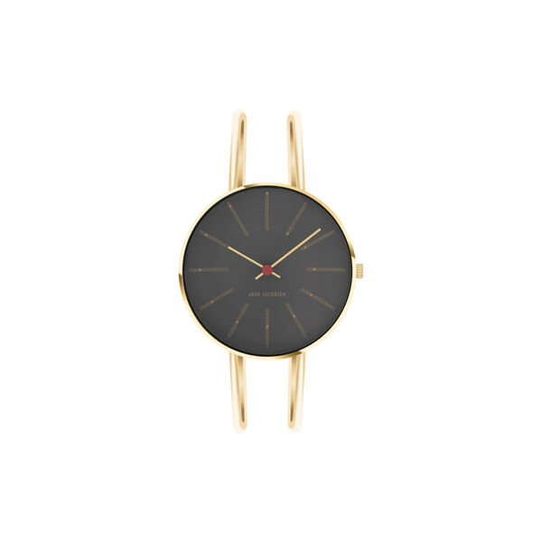Bankers Bangle Wrist Watch, grey/gold/gold, Arne Jacobsen Watches