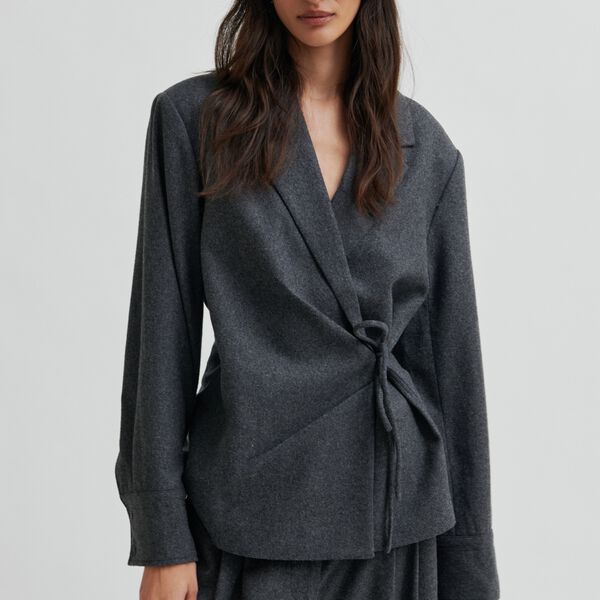 Milea Wrap Shirt, dark grey melange, Second Female