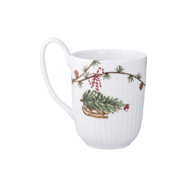 Hammersh&oslash;i Christmas High‑handled cup, white w. deco, K&auml;hler