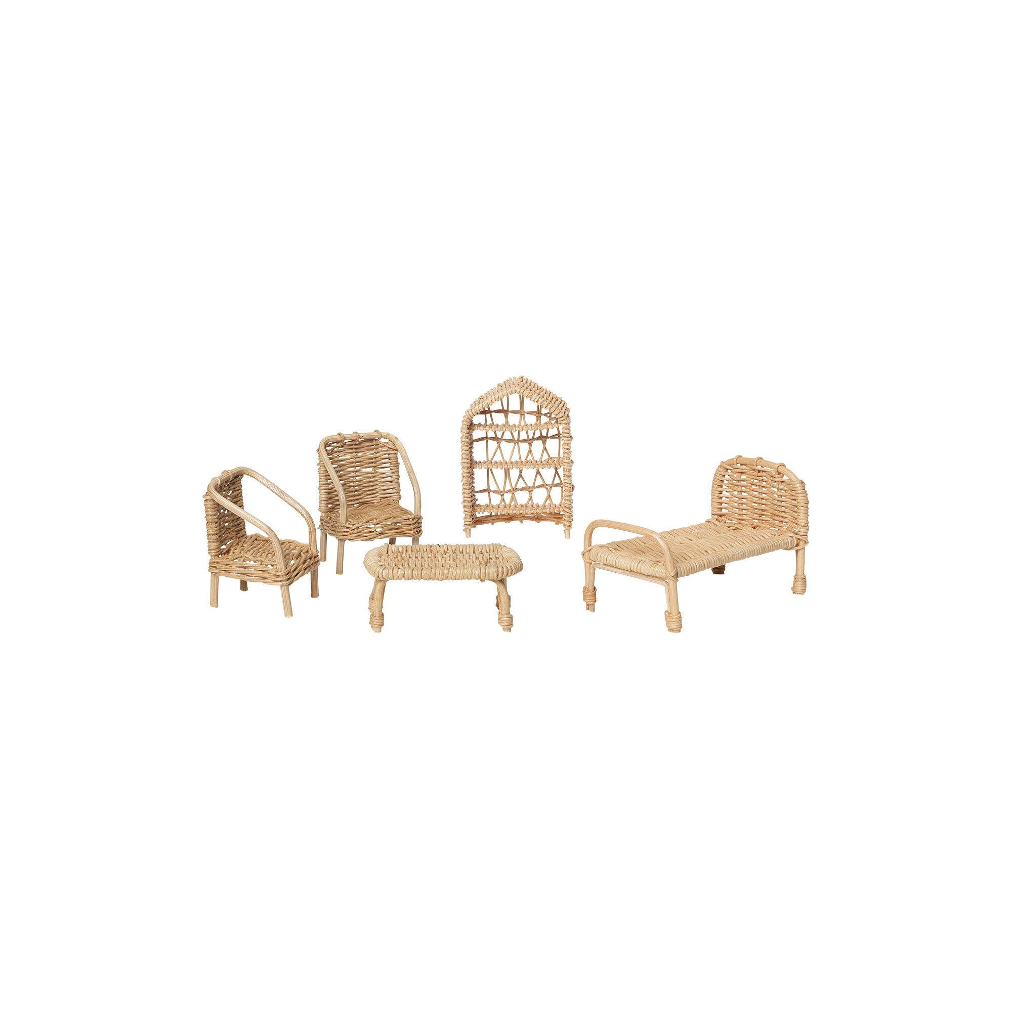 Rattan Dollhouse Furniture 5 pcs