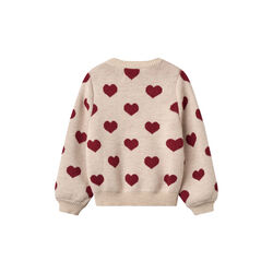 Jacquard Cardigan Hearts, offwhite melange, Wheat