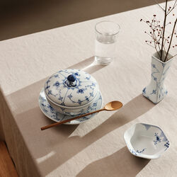 Blue Fluted Plain Bowl with Lid and Saucer 38 cl, Royal Copenhagen