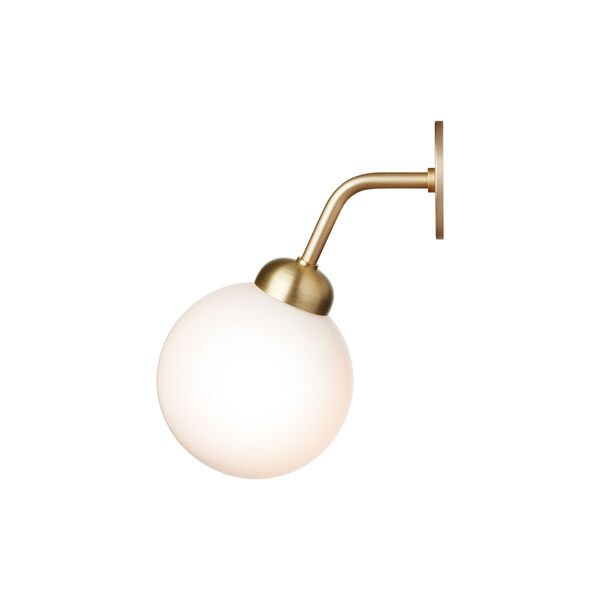Apiales Hard-wired Wall Lamp, brushed brass/opal, Nuura