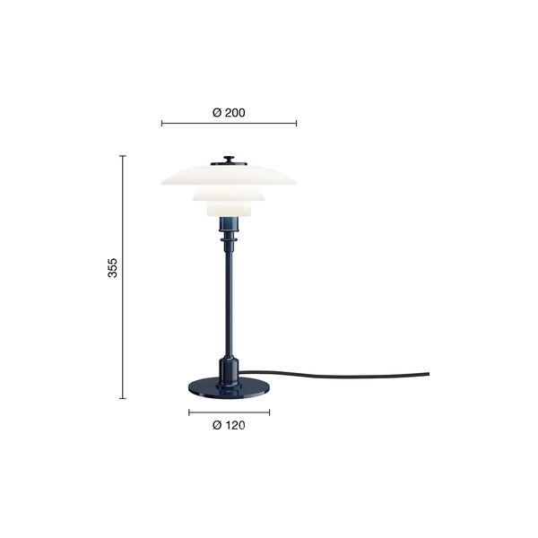PH 2/1 Table Lamp, glossy deep blue, Louis Poulsen