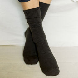 Wool Rib Socks, brown, Aiayu