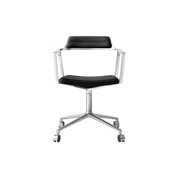 VIPP452 Swivel Chair with Castors, black/polished aluminium, Vipp
