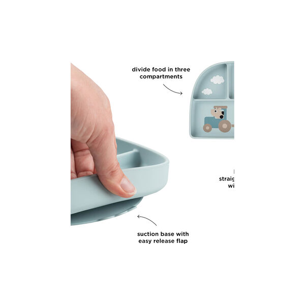 Tiny Farm Stick&Stay Compartment Plate, blue, Done by Deer