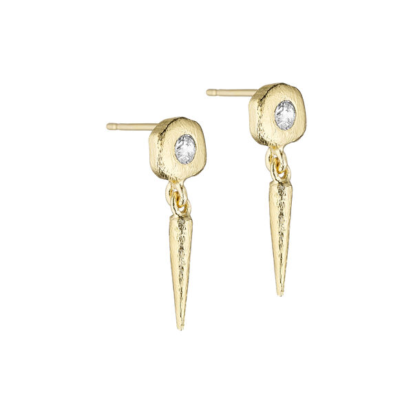 Sigrid post earring w. pendant, gold plated, Pure by Nat