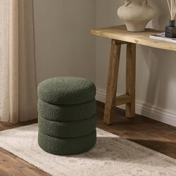 Alto Pouf with Storage Space, boucl&eacute; dark green, Westwing Collection