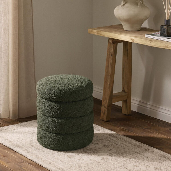 Alto Pouf with Storage Space, boucl&eacute; dark green, Westwing Collection