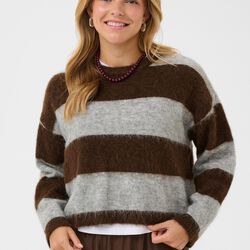 TayzieSZ Pullover, chocolate grey melange stripe, Saint Tropez