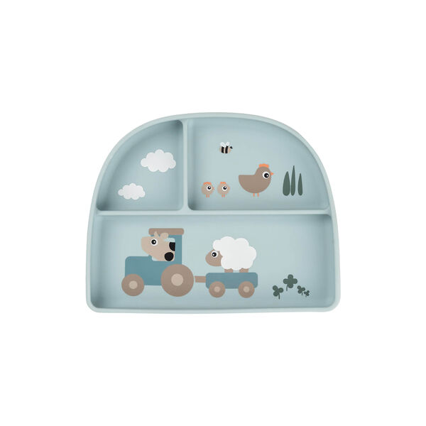 Tiny Farm Stick&Stay Compartment Plate, blue, Done by Deer