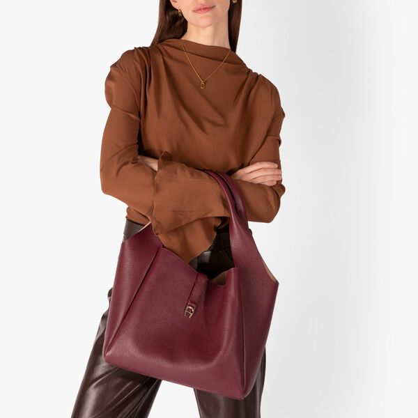 Zaira Hobo Bag  | Medium | Burgundy, Aigner