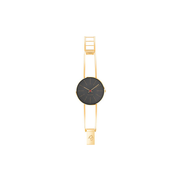 Bankers Bangle Wrist Watch, grey/gold/gold, Arne Jacobsen Watches