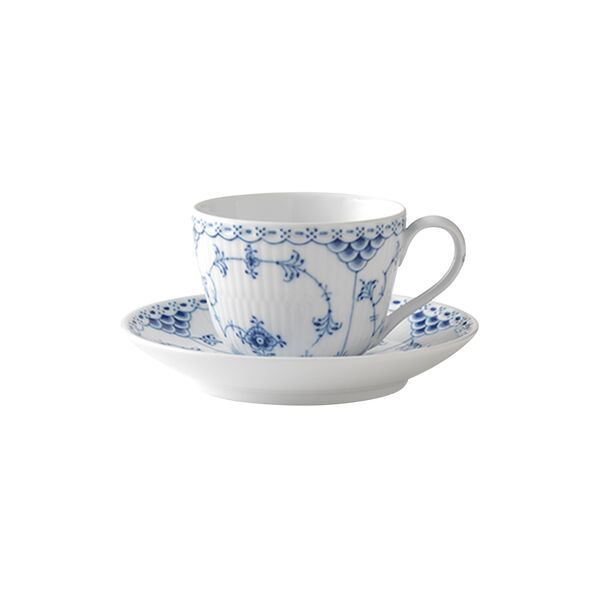 Blue Fluted Half Lace Cup and Saucer 20 cl, Royal Copenhagen