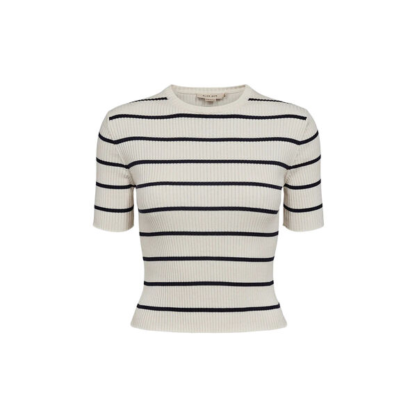Sweater Rib Short Sleeves, augusta ecru/navy striped, ELISE GUG