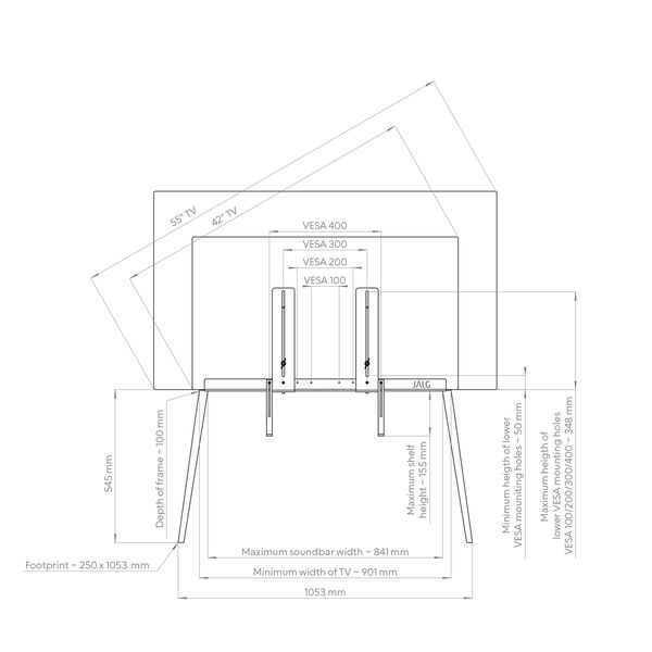 TV stand 42''-55'', white TV stand 42''-55'', white, JALG
