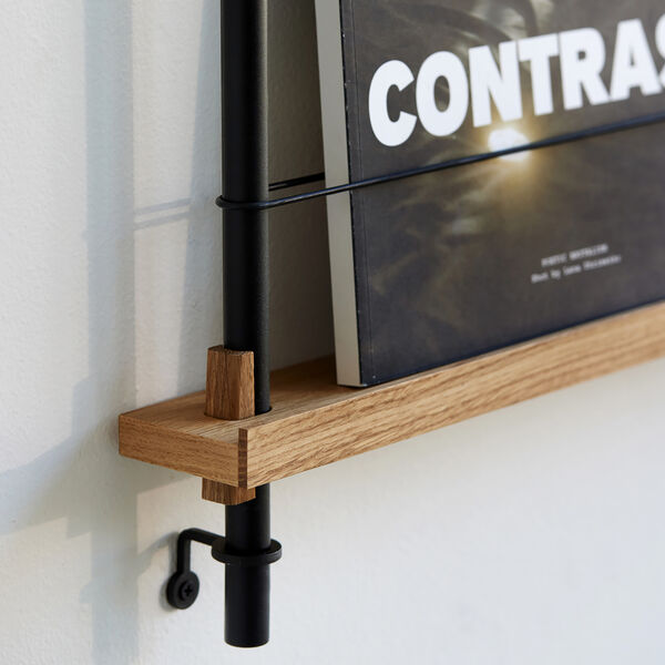 Magazine Shelving Small, oak/black, MOEBE