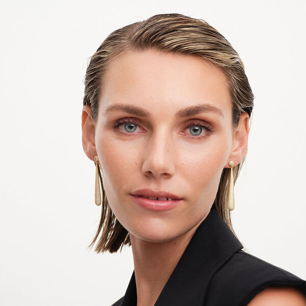 Drop Dew Pave Earrings, forgyldt, Philippa Studios