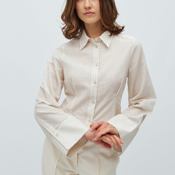 Kalanna-M Shirt, white feather grey stripe, mbyM
