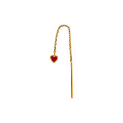 Dangling Love Heart Burgundy Enamel Earring Single, gold, Stine A Jewelry