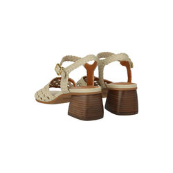 Hand-braided sandal with sculptural heel, buttermilk, ANGULUS