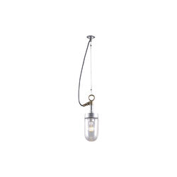 Well Glass Pendant 7679 IP44, galvanised silver/clear, Original BTC