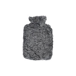 Hot Water Bottle of New Zealand Shot Wool & Curly Sheepskin, graphite, NATURES Collection