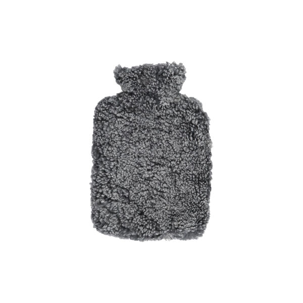 Hot Water Bottle of New Zealand Shot Wool & Curly Sheepskin, graphite, NATURES Collection