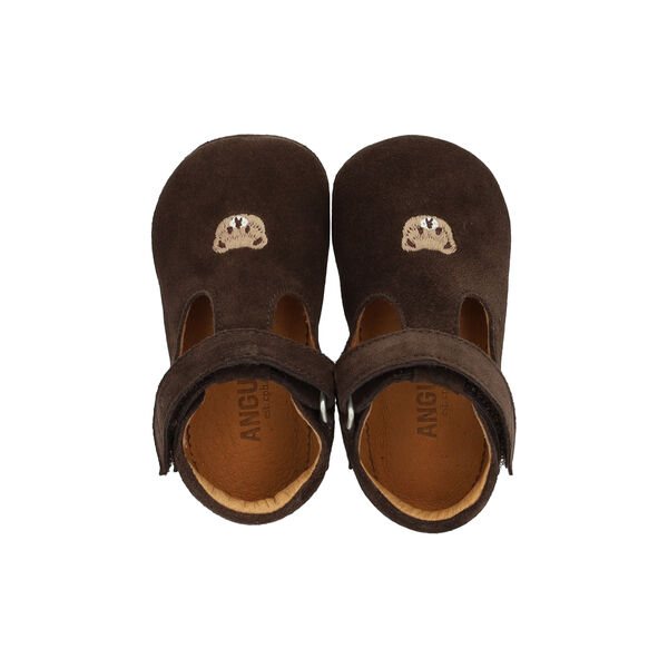 Prewalker with Teddybear Embroidery, dark brown, ANGULUS