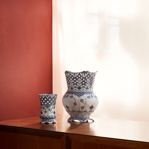 Blue Fluted Full Lace Vase 11 cm, Royal Copenhagen