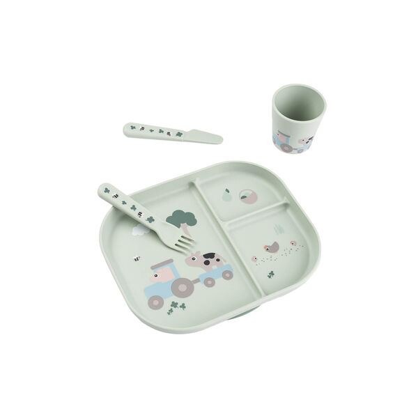Tiny Farm Foodie Dinner Set with Suction, green Tiny Farm Foodie Dinner Set with Suction, green, Done by Deer